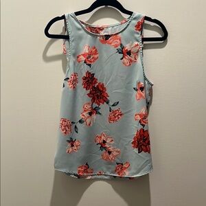 Floral Sleeveless Top - Blue & Reds